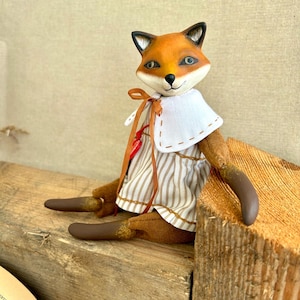 Handmade Fox Art Doll – Vintage Style Interior toy. Author&#39;s doll Fox. Artistic, collectible forest doll