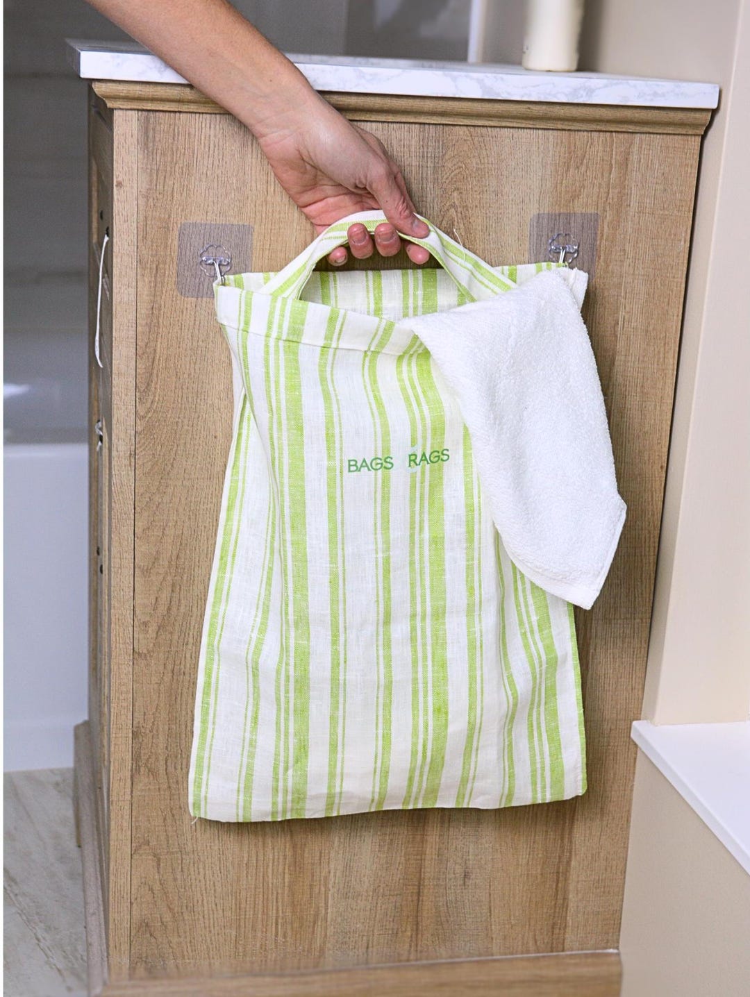 Then Linen Rag Handmade Linen Rag Bag: Kitchen Towel Organizer, USA Made - Etsy