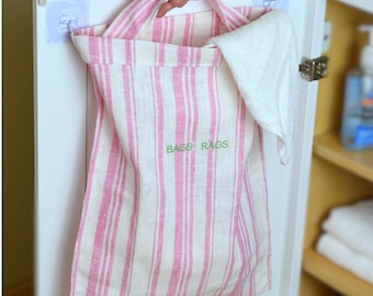Bolsa de lino hecha a mano para trapos de cocina: para colgar toallas