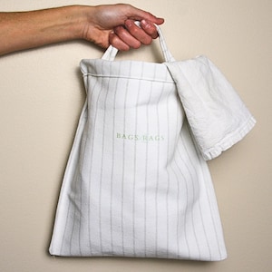Handmade Cotton Kitchen Rag Bag - Washable Cloth Towel Organizer