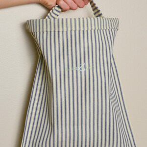 Handmade Cotton Kitchen Rag Bag: Striped Cloth Towel Organizer