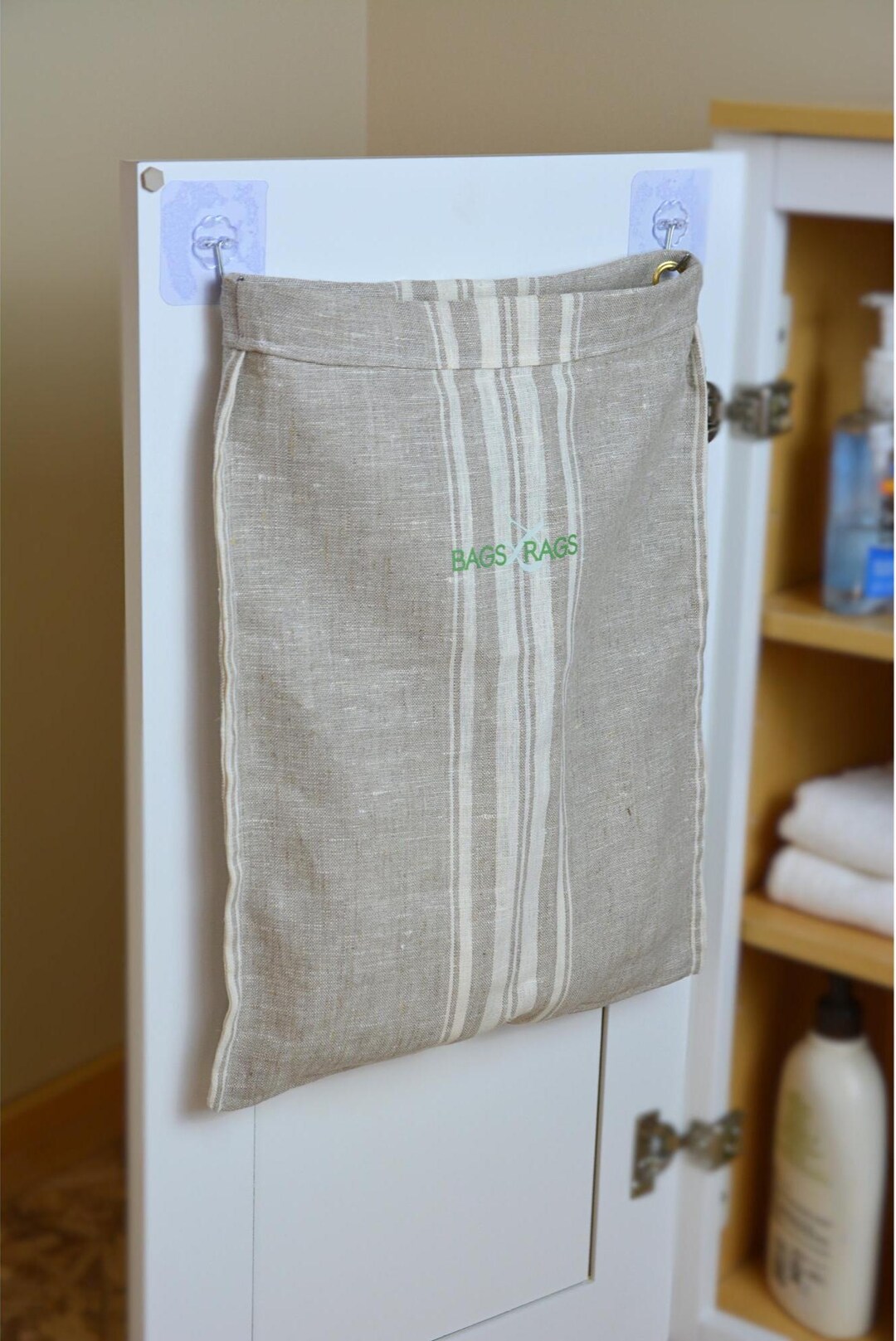 Linen Kitchen Rag Bag: Handmade Cabinet Door Organizer - Etsy