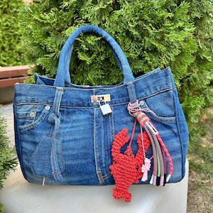 Stylish Denim Tote Bag, Handmade Everyday Essential, Vintage Denim Shoulder Bag, Casual Chic Accessory, Denim Crossbody Purse, Trendy