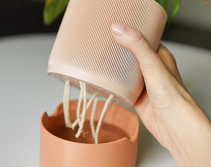 Modern "Trillia" self-watering 3D Printed Planter Pot