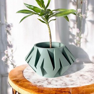 Minimalist &quot;Arka&quot; Planter w/Drip Tray & Stand 3D Printed Planter Pot