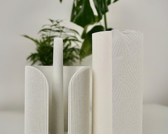 THALOR Minimalist Paper Towel Holder Stand | Modern Vertical Texture Countertop Kitchen Roll Holder