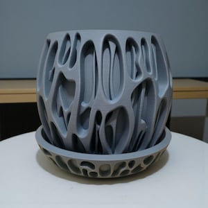 Futuristic "Ooze" Geometric 3D Printed Planter Pot with Drip Tray