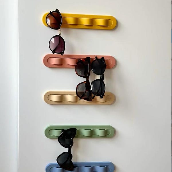 Juego de 5 soportes de pared modernos para gafas de sol y anteojos: organizador de gafas impreso en 3D