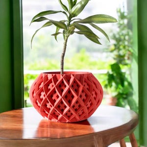 Minimalist &quot;Kubo&quot; Planter w/ Drip Tray & Stand 3D Printed Planter Pot
