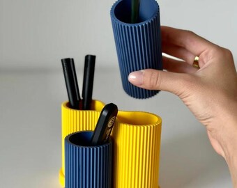 Modern 3D Printed Modular Pen & Makeup Brush Holder