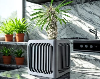 Modern "Aeronest" Geometric 3D Printed Planter Pot With Drainage Tray
