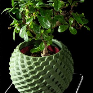 Mid-century &quot;Oviq&quot; 3D Printed Planter Pot W/drainage tray