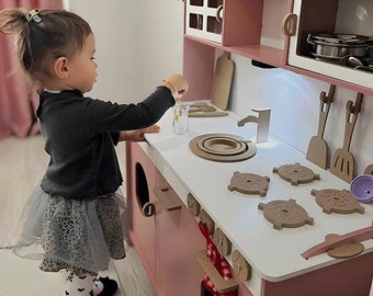Montessori Wooden Play Kitchen, pretend play kitchen, Kitchen for Kids, Toddler Play Kitchen,  kids room furniture, play kitchen