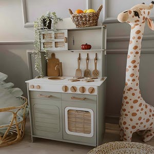 Wooden Play Kitchen, Montessori pretend play kitchen, Kitchen for Kids, Handcrafted Toddler Play Kitchen, Wooden Toy, kids room furniture