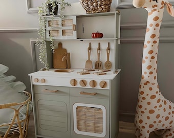 Wooden Play Kitchen, Montessori pretend play kitchen, Kitchen for Kids, Handcrafted Toddler Play Kitchen, Wooden Toy, kids room furniture