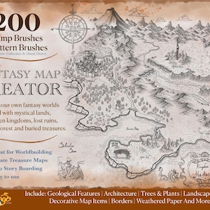 Fantasy Map Procreate Brush Stamps: 200 handgezeichnete Weltkarten erstellen