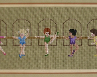 Little Dancers Cross stitch Pattern, At Barre