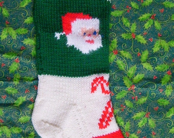 Descarga de patrón de calcetín navideño de Papá Noel tejido vintage de los años 50