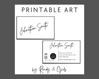 Minimalist Professional Business Card Template | Instant Download | Printable | Customisable