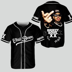 Custom Breezy Bowl XX Baseball Jersey, Chris Brown Tour Jersey, Chris Brown Middle Finger, Breezy Bowl XX Shirt, Chris Brown Graphic Tee