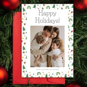 Christmas Card For Family And Friends Multiple Photos Card For Xmas Party Cards Customisable Photo Card With Family Photos Social Media Card
