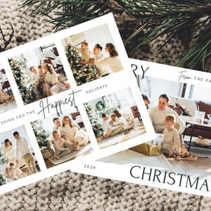 Family Photo Card Template Christmas Photo Template Family Printable Card Canva Holidays Christmas Cards Siblings Photo Collage Digital Xmas