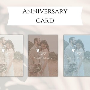 Tarjeta fotográfica personalizada Día de San Valentín Tarjeta fotográfica personalizada Carta de amor Aniversario digital Celebración del 14 de febrero Plantillas de esposo y esposa de San Valentín