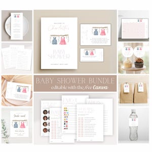 Invitations pour baby shower, imprimables, jeux amusants pour révéler le sexe du bébé, carte à gratter numérique aquarelle, personnalisable sur Canva