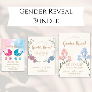 Invitation à télécharger instantanément pour révéler le sexe de votre bébé, carte de prédiction pour révéler le sexe de votre bébé, carte à gratter numérique aquarelle rose et bleu pour révéler le sexe de votre bébé