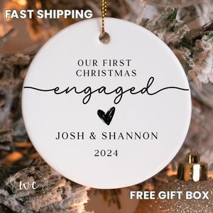 Engaged Ornament Christmas Engagement Gift Couples Ornament Engaged Christmas Couples Gift