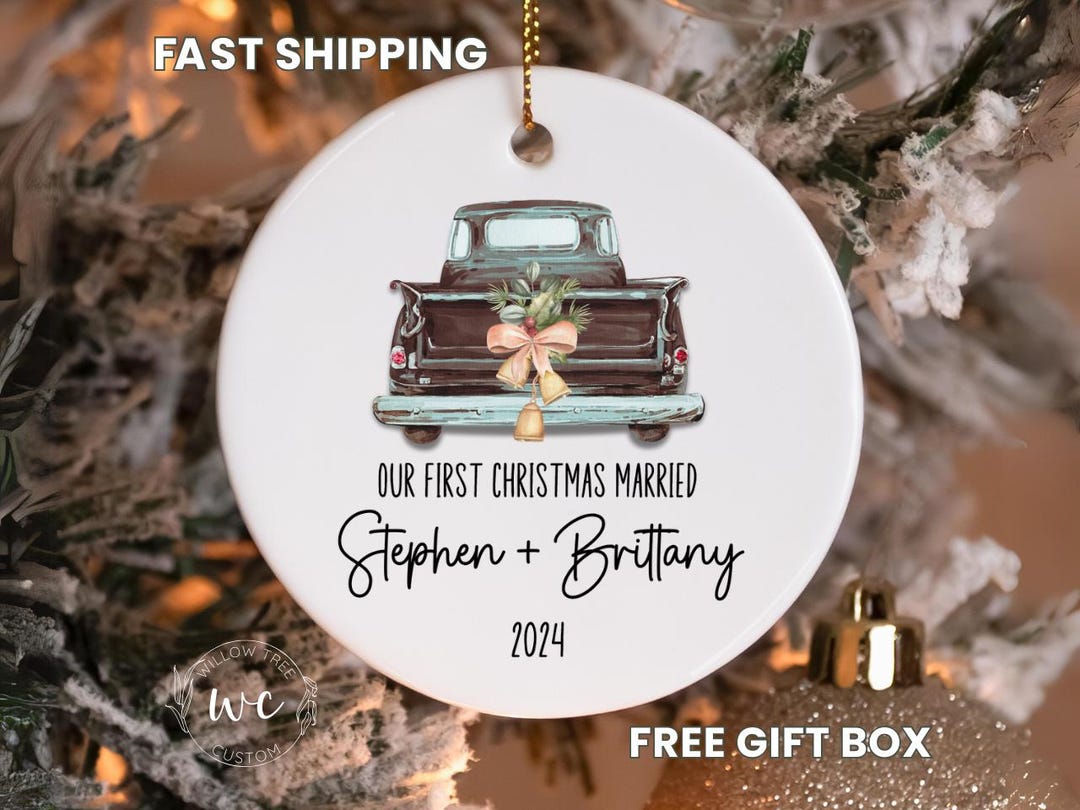 Our First Christmas Married as Mr and Mrs Ornament Personalized Wedding ...