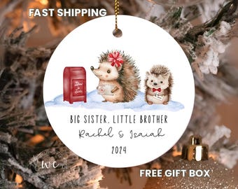 Big Sister Little Brother Sibling Ornament Gift for Big Sister Gift for Little Brother Personalized Christmas Ornament Custom Holiday 2024