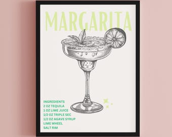 Margarita Printable Poster | lime green | digital download | bar cart wall art