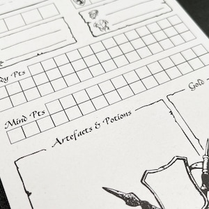 Individuell angefertigter HeroQuest Paper Charakter Bogen