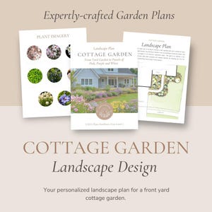 Cottage Garden Landscape Design: Zone 6-7, Front Yard, Pink, Purple, White Pastels (Digital Download)