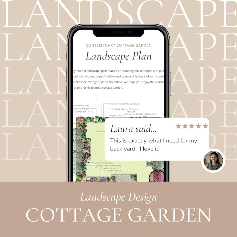 Cottage Garden Plan, Outdoor Landscape Design, Digital Download for