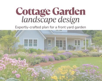 Paisagismo de jardim de chalé: Zona 6-7, Jardim da frente, tons pastéis rosa, roxo e branco (download digital)
