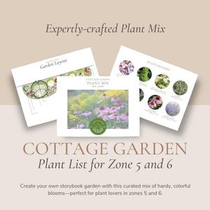 Cottage Garden Plant Mix, Zone 5 and 6, Outdoor Landscape Design, Digital Download for Easy Garden Revamp, Cottage Garden Bed Plant List