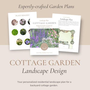 Cottage Garden Landscape Design: Pink, Purple, White Pastels (Zone 6-7 Digital Download)