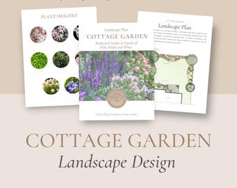 Paisagismo de jardim de chalé: tons pastéis rosa, roxo e branco (download digital para zonas 6 e 7)