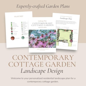 Cottage Garden Landscape Template, Zone 8 and 9, Landscape Design, Digital Download for Easy Backyard Garden Revamp