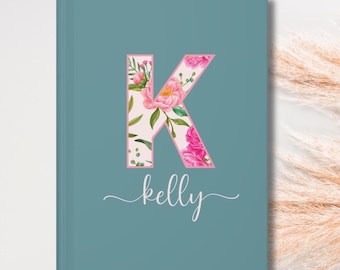 Custom Floral Monogram Journal: Personalized Hardcover Notebook