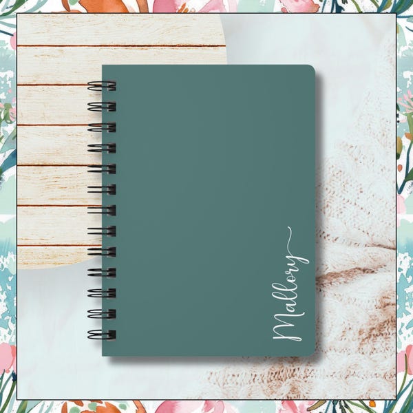 Quaderno a spirale personalizzato, diario con nome personalizzato, interno floreale