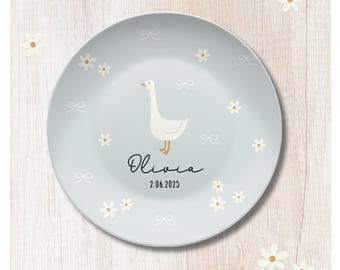 Assiette d'anniversaire personnalisée : cadeau souvenir, anniversaire fille stupide oie