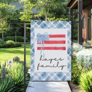 Patriotic Garden Flag,  Patriotic Yard Decor, Fourth of July Garden Flag, Personalized Garden Flag, Red White and Blue House Banner, RV Gift