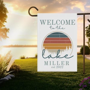 Personalized Lake House Garden Flag: Welcome to the Lake Sign