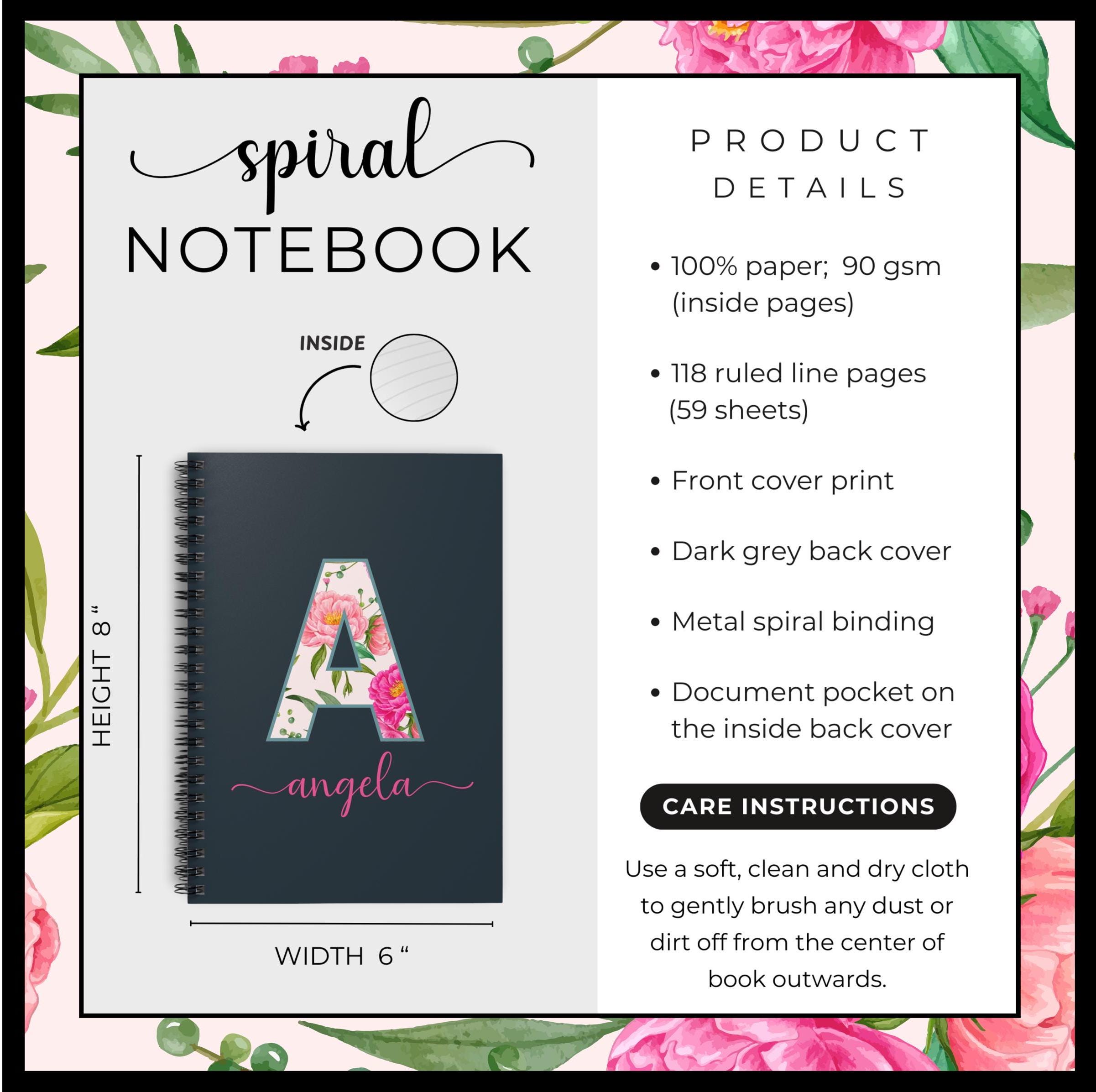 Personalized Spiral Notebook Custom Notebooks Women Monogrammed Notebook Custom Spiral Notebook Personal Monogrammed Gift Gratitude Journal