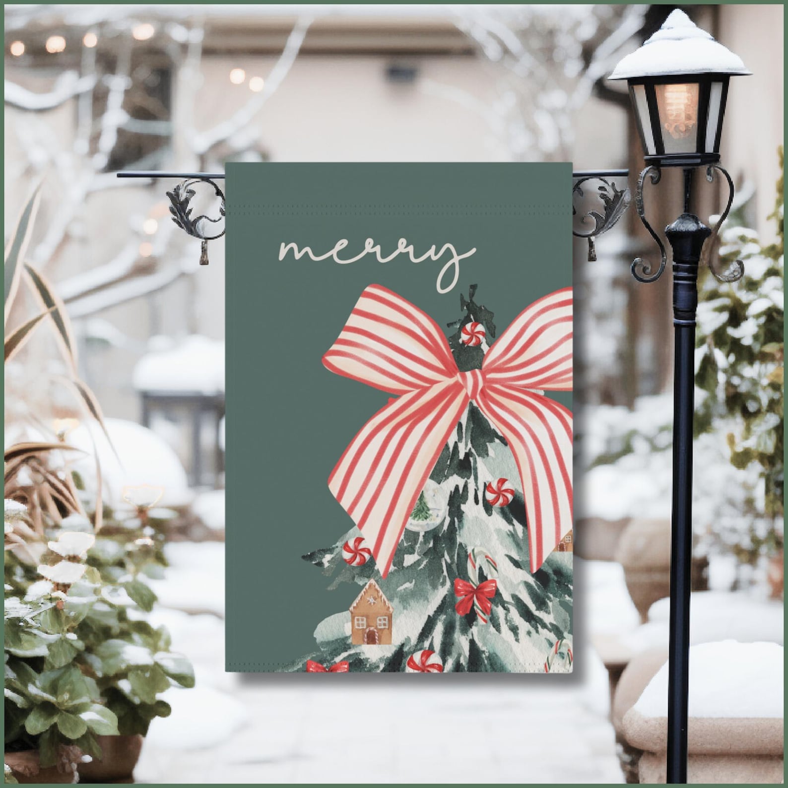 Christmas Garden Flag: Holiday Yard Art, Outdoor Decor - 12'' × 18'', Merry