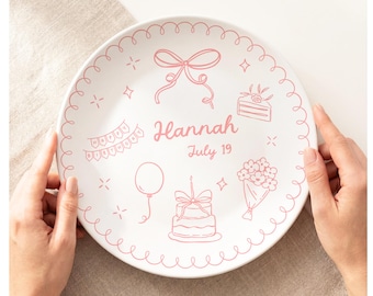 パーソナライズされたカスタムバースデープレート：落書きアートデザイン、記念品ギフト