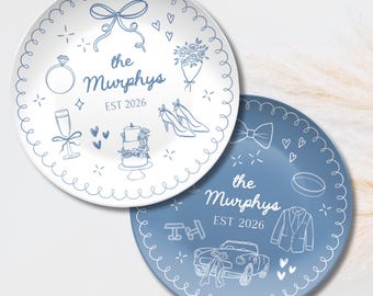 Matching Couple Gifts:  Custom Wedding Plate, Bride and Groom Gift